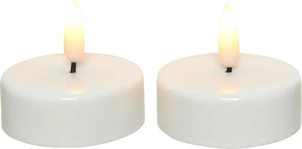 Set 2 Tealight LED Candele Elettriche H.5,5cm D.6cm Colore Bianco con Luce Bianco Caldo Warm White | Kaemingk Set 2 Tealight LED Candele Elettriche H.5,5cm D.6cm Colore Bianco con Luce Bianco Caldo Warm White | Kaemingk